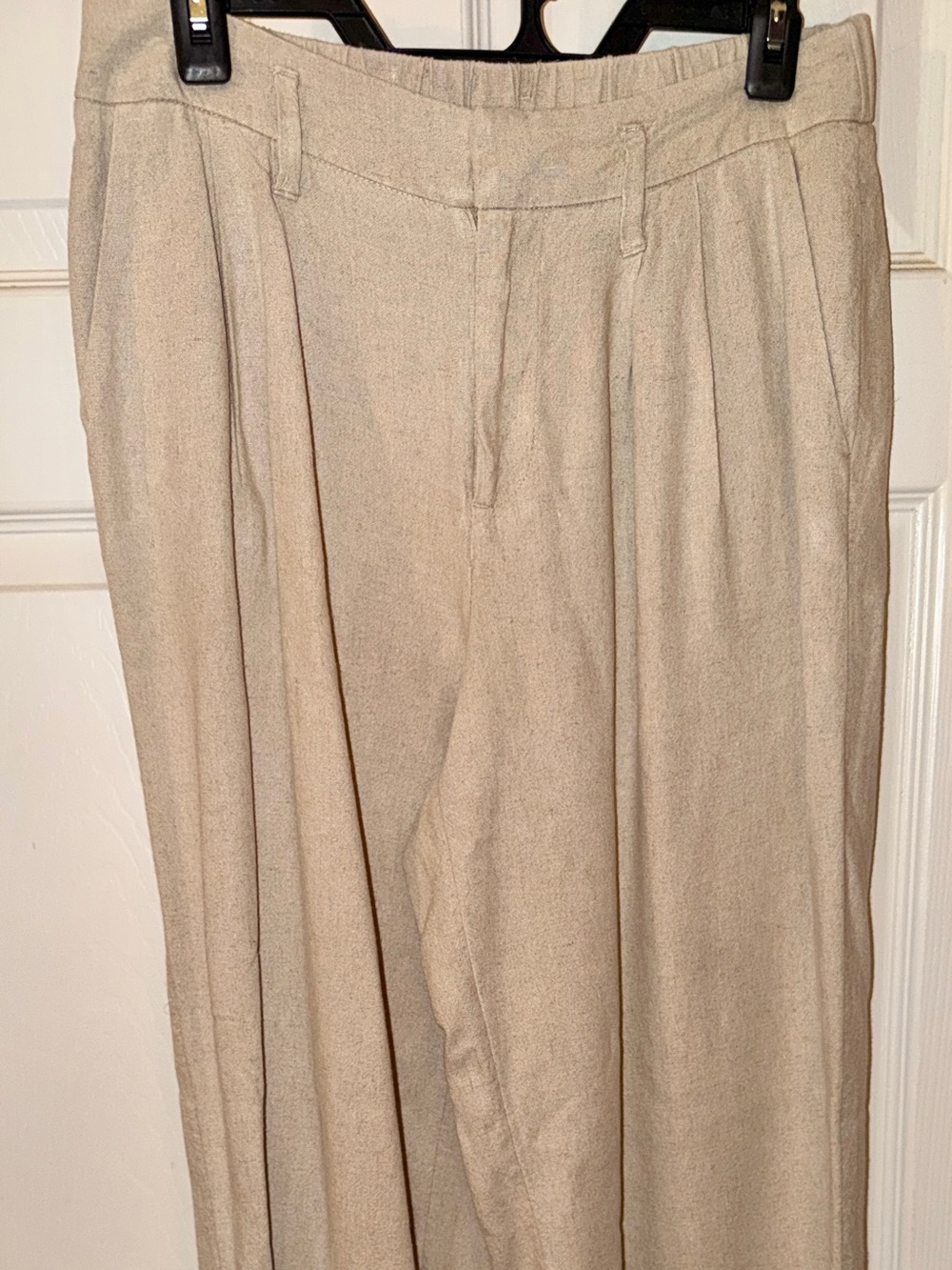 A New Day Beige Linen Blend Pleated High Waisted Ankle Pants 6